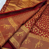 Inspiring Maroon Pure Zari Weaving Banarasi Silk Saree With Beleaguer Blouse Piece