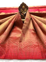 Luminous Red Pure Zari Weaving Banarasi Silk Saree With Snappy Blouse Piece