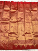 Luminous Red Pure Zari Weaving Banarasi Silk Saree With Snappy Blouse Piece