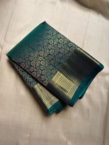 Sempiternal Rama Pure Zari Weaving Banarasi Silk Saree With Refreshing Blouse Piece