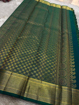 Sempiternal Rama Pure Zari Weaving Banarasi Silk Saree With Refreshing Blouse Piece