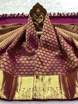 Extraordinary Purple Pure Zari Weaving Banarasi Silk Saree With Supernal Blouse Piece