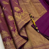 Seraphic Purple Pure Zari Weaving Banarasi Silk Saree With Adoring Blouse Piece