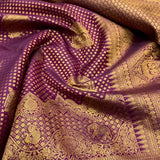Seraphic Purple Pure Zari Weaving Banarasi Silk Saree With Adoring Blouse Piece