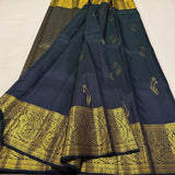 Magnetic Navy Blue Pure Zari Weaving Banarasi Silk Saree With Ravishing Blouse Piece
