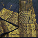 Magnetic Navy Blue Pure Zari Weaving Banarasi Silk Saree With Ravishing Blouse Piece