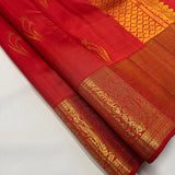 Ornate Red Pure Zari Weaving Banarasi Silk Saree With Majesty Blouse Piece