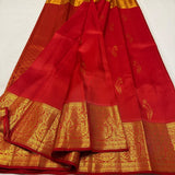 Ornate Red Pure Zari Weaving Banarasi Silk Saree With Majesty Blouse Piece