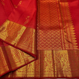 Ornate Red Pure Zari Weaving Banarasi Silk Saree With Majesty Blouse Piece