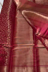 Pretty Wine Pure Zari Weaving Banarasi Silk Saree With Transcendent Blouse Piece