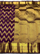 Ornate Purple Pure Zari Weaving Banarasi Silk Saree With Dissemble Blouse Piece