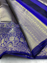Desultory Royal Blue Pure Zari Weaving Banarasi Silk Saree With Fancifull Blouse Piece