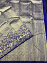 Desultory Royal Blue Pure Zari Weaving Banarasi Silk Saree With Fancifull Blouse Piece