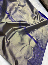 Desultory Royal Blue Pure Zari Weaving Banarasi Silk Saree With Fancifull Blouse Piece