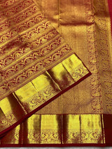 Marvellous Red Pure Zari Weaving Banarasi Silk Saree With Zephyr Blouse Piece