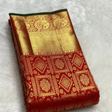 Scrupulous Red Pure Zari Weaving Banarasi Silk Saree With Ethnic Blouse Piece
