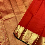 Scrupulous Red Pure Zari Weaving Banarasi Silk Saree With Ethnic Blouse Piece