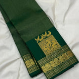 Allure Dark Green Pure Zari Weaving Banarasi Silk Saree With Grandiose Blouse Piece