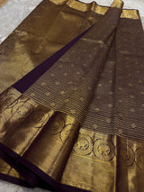 Glorious Purple Pure Zari Weaving Banarasi Silk Saree With Classy Blouse Piece