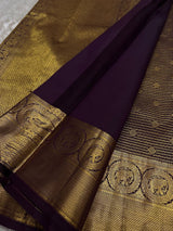 Glorious Purple Pure Zari Weaving Banarasi Silk Saree With Classy Blouse Piece