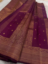 Wonderful Purple Pure Zari Weaving Banarasi Silk Saree With Radiant Blouse Piece