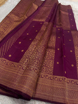 Wonderful Purple Pure Zari Weaving Banarasi Silk Saree With Radiant Blouse Piece