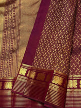 Exceptional Wine Pure Zari Weaving Banarasi Silk Saree With Jazzy Blouse Piece