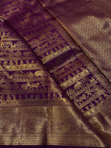 Divine Purple Pure Zari Weaving Banarasi Silk Saree With Innovative Blouse Piece