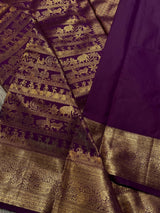 Divine Purple Pure Zari Weaving Banarasi Silk Saree With Innovative Blouse Piece