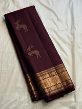 Dulcet Wine Pure Zari Weaving Banarasi Silk Saree With Gorgeous Blouse Piece