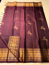 Dulcet Wine Pure Zari Weaving Banarasi Silk Saree With Gorgeous Blouse Piece