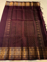 Dulcet Wine Pure Zari Weaving Banarasi Silk Saree With Gorgeous Blouse Piece