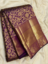 Gossamer Purple Pure Zari Weaving Banarasi Silk Saree With Lustrous Blouse Piece