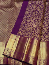 Gossamer Purple Pure Zari Weaving Banarasi Silk Saree With Lustrous Blouse Piece
