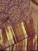 Gossamer Purple Pure Zari Weaving Banarasi Silk Saree With Lustrous Blouse Piece