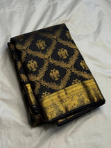 Sophisticated Black Pure Zari Weaving Banarasi Silk Saree With Preferable Blouse Piece