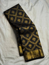 Sophisticated Black Pure Zari Weaving Banarasi Silk Saree With Preferable Blouse Piece