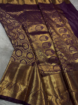 Supernal Purple Pure Zari Weaving Banarasi Silk Saree With Refreshing Blouse Piece