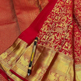Captivating Red Pure Zari Weaving Banarasi Silk Saree With Bewitching Blouse Piece