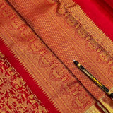 Captivating Red Pure Zari Weaving Banarasi Silk Saree With Bewitching Blouse Piece