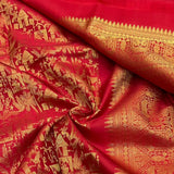 Captivating Red Pure Zari Weaving Banarasi Silk Saree With Bewitching Blouse Piece