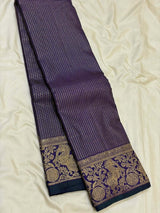 Alluring Navy Blue Pure Zari Weaving Banarasi Silk Saree With Propinquity Blouse Piece