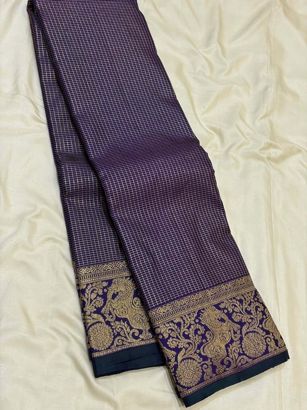 Alluring Navy Blue Pure Zari Weaving Banarasi Silk Saree With Propinquity Blouse Piece