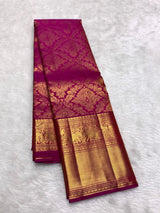 Scrupulous Dark Pink Pure Zari Weaving Banarasi Silk Saree With Imaginative Blouse Piece