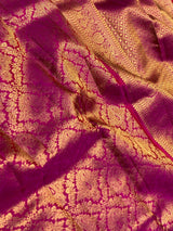 Scrupulous Dark Pink Pure Zari Weaving Banarasi Silk Saree With Imaginative Blouse Piece