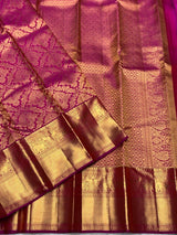 Scrupulous Dark Pink Pure Zari Weaving Banarasi Silk Saree With Imaginative Blouse Piece
