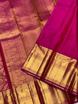 Scrupulous Dark Pink Pure Zari Weaving Banarasi Silk Saree With Imaginative Blouse Piece