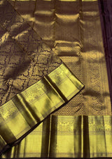 Piquant Wine Pure Zari Weaving Banarasi Silk Saree With Desultory Blouse Piece