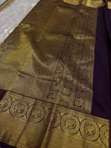 Engaging Purple Pure Zari Weaving Banarasi Silk Saree With Beauteous Blouse Piece