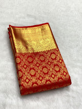 Amazing Red Pure Zari Weaving Banarasi Silk Saree With Glittering Blouse Piece